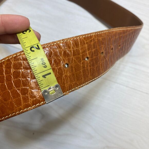 Cipriani Alligator Belt Medium Cognac Brown Italian Calfskin Gold Tone Buckle